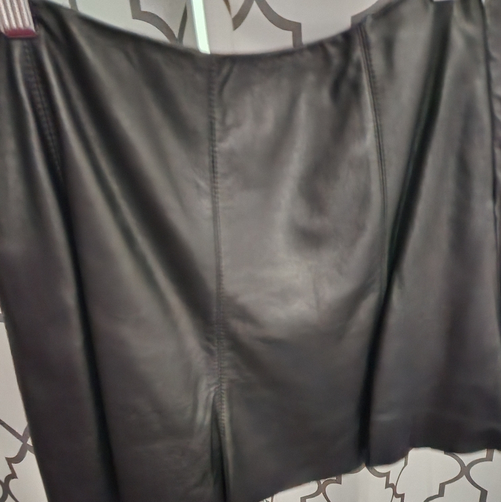 Leather a line mini shirt